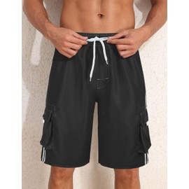 Nonwe Men's Board Shorts Hawaiian Swim Trunks Lightweight Classic Bathing Suit with Compression Liner Black 34