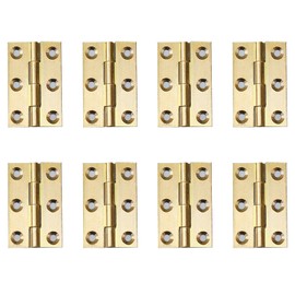 Leliafleury 8Pcs Folding Door Hinges 38mm(1.5 inch) Brass Butt Hinge for Window Cabinets Closet Drawer Boxes, Gold