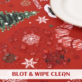 Hapterouse Tablecloth Washable Red Tablecloth Christmas Rectangular Christmas Tablecloths Christmas Deer Decorations Waterproof Tablecloth for Home Restaurant Party 132 x 275 cm / 52 x 108 Inches