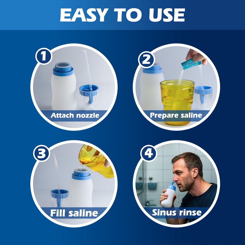 Maoever MAOEVER Neti Pot Sinus Rinse Squeeze Bottle Nose Wash
