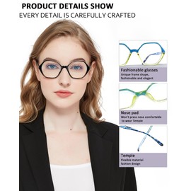 EYEURL Reading Glasses for Women 4-Pack Blue Light Blocking Reading Glasses Vintage Design Diamond-Shaped Frame Spring Hinge Readers Anti Glare Filter Lightweight Eyeglasses,0.5