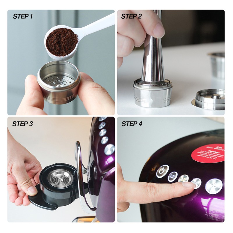 Reusable Coffee Capsule Stainless Steel Refillable Coffee Pod with Brush