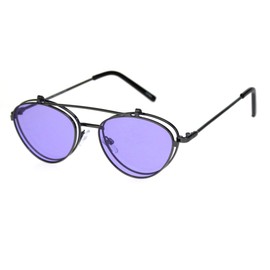 SA106 Hipster Hippie Pop Color Flip Up Lens Pimp Daddy Sunglasses Gunmetal Purple