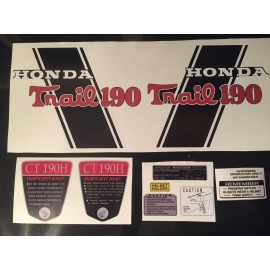 GFG CT70 K0 H Style  "Trail 190"  frame Decals, Graphics Full Set, 190cc Upgrade