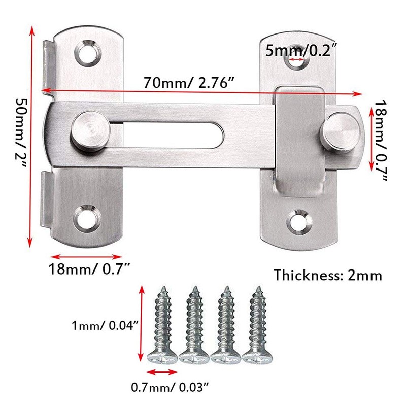 Gasea 6 Packs Stainless Steel Gate Latches Bar Latch Safety