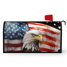 Dacawin Magnetic Mailbox Covers Standard Size 21x18 Inches American Eagle Flag Waterproof Mailbox Post Magnet Wraps Patriotic Labor Day Letter Box Covers for Home Garden Yard Decor