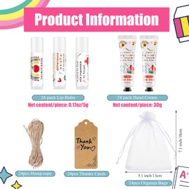 Dansib 24 Sets Teacher Appreciation Gifts Set Thank You Gifts Lip Balm Hand Cream for Dry Cracked Hands with Organza Bags Thank You Tags Jute for Party Holiday Teachers' Day