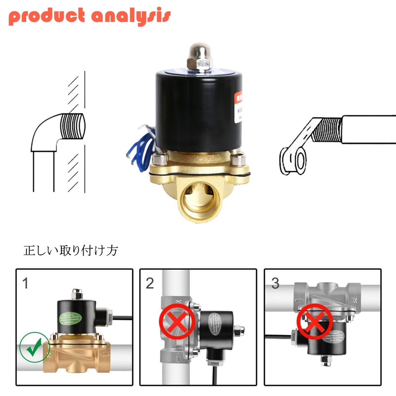 RIH 1/2" AC110V Solenoid Valve Brass 2/2 Way High Coil