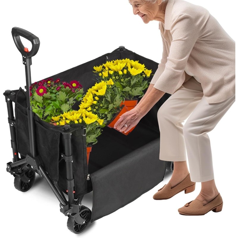 FUNHORUN Heavy Duty Collapsible Wagon Cart | Foldable Utility Wagon
