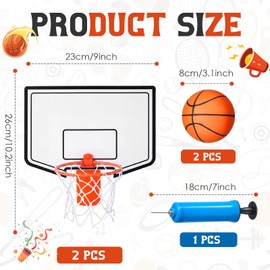 Liliful 2 Pack Indoor Trash Can Basketball Set, Including 2 Clip on Hoop with Backboard, 2 Inflatable Ball and 1 Pump, Fun Indoor Basketball Game Office Stress Relief Toy Funny Birthday Gift