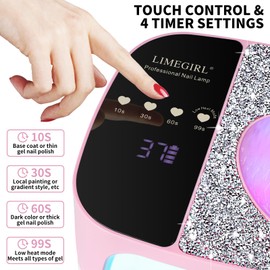 LimeGirl Cordless Nail Dryer for Gel Polish, UV LED Nail Lamp with Fast Curing UV Light & 4 Timer Settings, Portable Rechargeable Gel Lamp Nail Art Tool for Manicure Pedicure at Home & Salon (Pink)