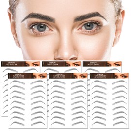 MWOOT 6 Sheets Hair-like Eyebrow Tattoo Stickers, 4D Waterproof Eyebrow Transfer Stickers, Shaping Brow Tattoo False Eyebrows for Women (Black-12)