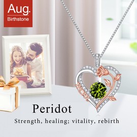 Iefil Mom Birthstone Necklace - Sterling Silver August Peridot Jewelry for Mother's Day, Birthday - Gifts for Mother in Law, Bonus Mom