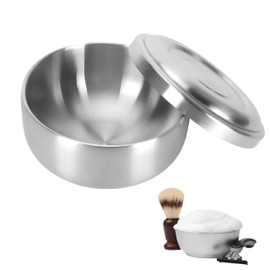 ZJchao ZJchao Heavy Duty Stainless Steel Shaving Soap Bowl Cup, Man Shaving Mug with Lid, Durable Stainless Steel Shave Cream Bowl Container, Face Cleaning Care Tool for Home Beauty Salon