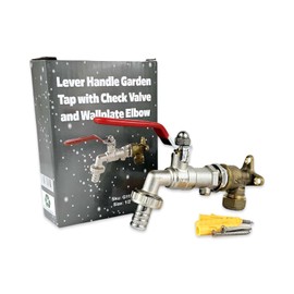 Wärmer System Outside Garden Tap with Check Valve and Wallplate Elbow Fixture, 1/2 inch (1/2 inch Lever Handle Garden Tap)