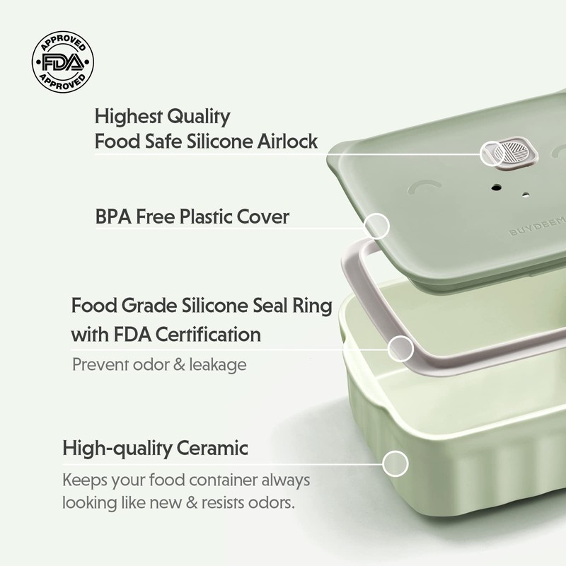 BUYDEEM Ceramic Food Storage Container with Airtight Lid, 28 oz