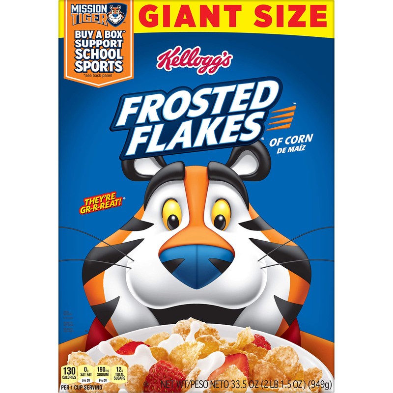 Kellogg's Frosted Flakes, Breakfast Cereal, Original, Giant Size, 33.5oz Box