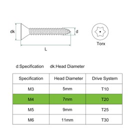 sourcing map Flat Countersunk Head Torx Screws, 60Pcs M4 x 12mm 304 Stainless Steel Tamper Proof Sheet Metal Screws with Bit T20, Self-Tapping Anti-Theft for Wood, Mechanical Industry (Silver)