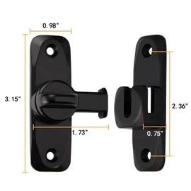 2 Packs Barn Door Latches,Black 90/180 Degree Gate Lock,Zinc Alloy Right Angle Door Lock Latch,Flip Gate Latches Hardware,Door Security Sliding Door Latch Lock fo Cabinets,Bathroom,Barn Door