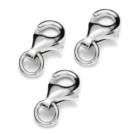 My-Bead 3 Lobster Clasps 9 mm 925 Sterling Silver Nickel Free Carabiner with 3 mm Jump Rings