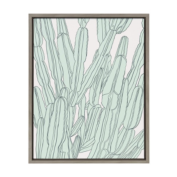Kate and Laurel Sylvie Cacti Garden Framed Canvas Wall Art