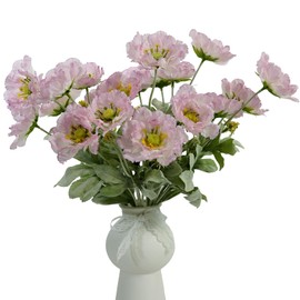 Lumoslyy Artificial Poppies Flowers, Fake Flowers 5 Stems for Home Decoration 19.7 inches Silk Flowers Poppy Realistic Arrangement (Light Purple)