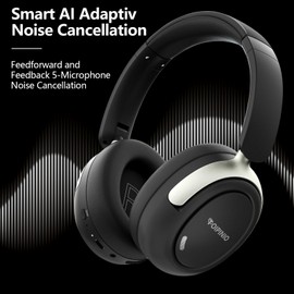 TOIPINIO Upgraded Hybrid Active Noise Cancelling Headphones, Bluetooth Headphones with a Microphone, Featuring Transparency Mode, Environmental Noise Cancellation, 40H Playtime