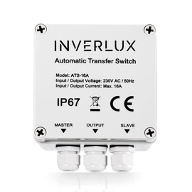 AC 230V16A Automatic Transfer Switch (ATS), IP67 Waterproof Power Switch for Inverter & Mains, Reliable & Compact for RV, Boat & Motorhome, Indoor/Outdoor Rated (4.9" x 4.9" x 3.2")