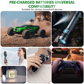 QOJH 2Pack 3.7 Volt 18650 Rechargeable Battery, 2600mAh 18650 Battery Flat Top Li-ion Battery for Flashlight, Headlamp, Solar Lights, Mini Fans etc