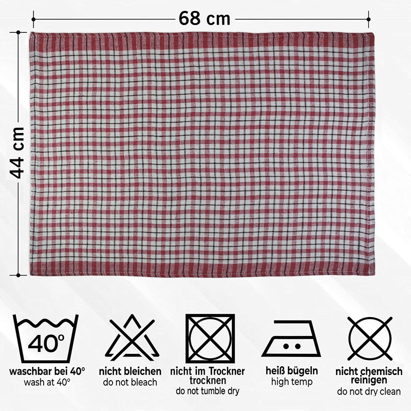 QCS Towel - Pack of 10 Colured Check Tea Towels