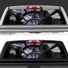VSDecals Millenium Falcon Cockpit Perforated Film Car Accessories Truck Window Wrap Car Truck Decal Car Idea SUV Decal for Truck N742 FRST (29Wx66L)