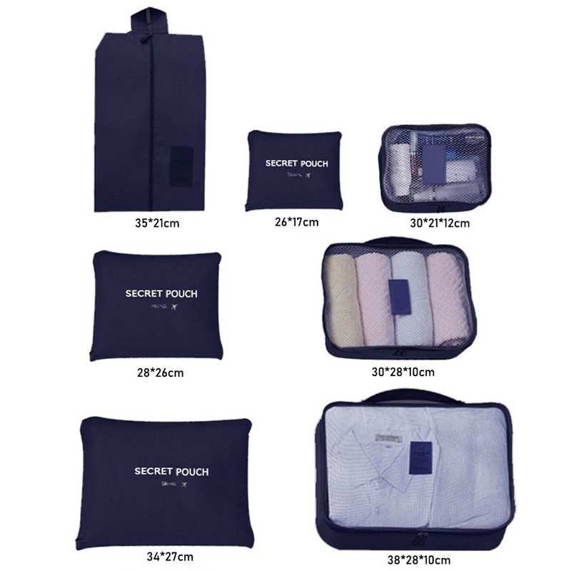 Natiform 7 Piece Label Pouches Organizer Bag Travel Storage Luggage