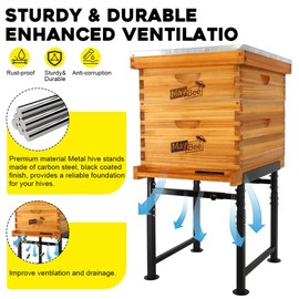 MayBee Adjustable Metal Bee Hive Stand, Adjustable Height(16.1”-20.9”) Hive Stand, Adjustable Width(15”-19”) Bee Hive Frame Stands Hive Stand Frame
