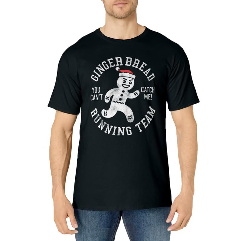 Trendy Gingerbread Running Team Christmas Humor T-Shirt