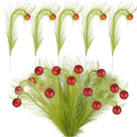 20 Pcs Christmas Tree Topper, 14 Inches Green Christmas Picks Pampas Grasses Xmas Ornaments for Christmas Home Office Party Decor