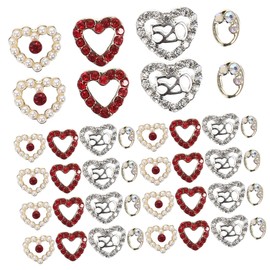 Healeved 40pcs Heart Nail Charms Manicure Decorations for DIY Nail Art Beautiful Heart-Shaped Fingernail Patches for Valentine Day