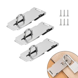 3-Pack Stainless Steel Padlock Hasp Latch 2 Inch, Door Latch Hardware, Suitable for Doors, Windows, Cabinets, Crates, Pet Cages, Small Durable Silver Door Lock Accessory
