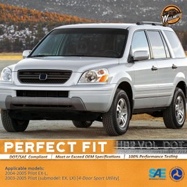 WEELMOTO headlights for 2003-2005 Pilot submodel: EX, LX,for 2004-2005 Honda Pilot EX-L Headlights Assembly Pair Chrome Housing Amber Reflector Left + Right Side