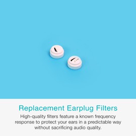 MEE audio 15 dB Replacement Filters for Earplugs - Works with Custom and Universal Filtered Earplugs, High Fidelity (Pair, White/Purple)