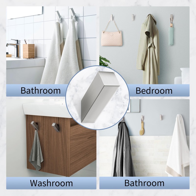NINETREX Towel Hooks Brushed Nickel Stainless Steel 4 Pack Heavy