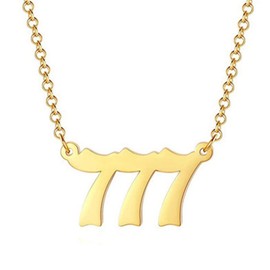 Number Necklace 777 Number Pendant Choker Jewelry Stainless Steel Link Chain Gold