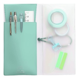 LIHIT LAB Anti-Bacterial PVC Flat Pencil Case, Transparent, Slim ALCLEA, Light Green A7941-19