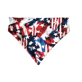 Red White and Blue Stars and Stripes Over the Collar Dog Bandana That Slips Onto Your Dogs Existing Collar Size (X-Small)