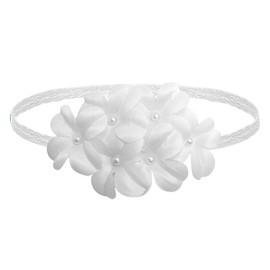 UEIOAVL Hair Accessories for Girls, 1 Piece Baby Headband Fashion Baby Girl Headband Infant Pearl Headband Flower Headband Newborn Toddler Elastic Baby Lace Hair Band (White)