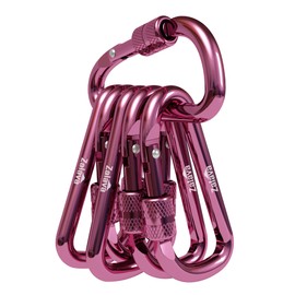 Zalava Mini Keyring Carabiner, 6 Pieces Carabiner Pink with Screw Cap, Aluminium, Multi-functional 6 cm Carabiner Hook for Camping, Fishing, Hiking or Travel