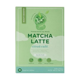 Clöud Café Collagen Infused Matcha Latte Instant Tea Powder - Vitamin E, Chaga Mushrooms Powder, & Marine Collagen Instant Tea (10 Sachets)