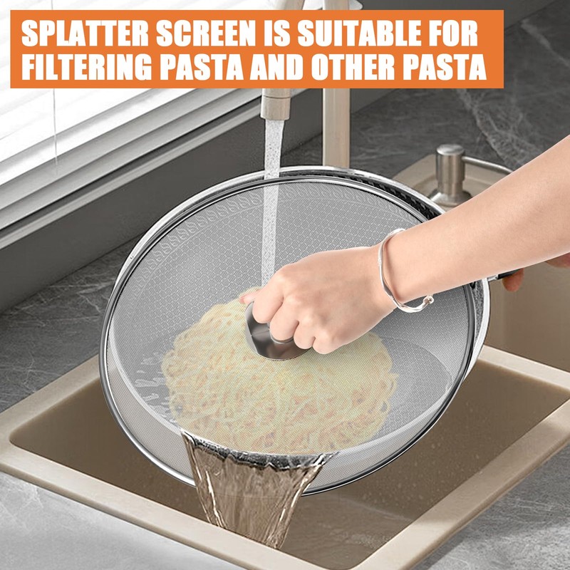 3-Pack Splatter Screens for Frying Pan - Stainless Steel Grease
