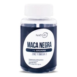 Maca Negra + L-arginina Y Omega 3 | 60 Softgels | Natgel Sin Sabor