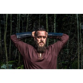 Leonardo Carbone® Viking Tunic Erwin - Medieval Clothing Men's Medieval Shirt, Casual Shirts Long Sleeves, Carnival Costume Men, Viking Tunic, LARP Clothing - 100% Cotton, dark brown
