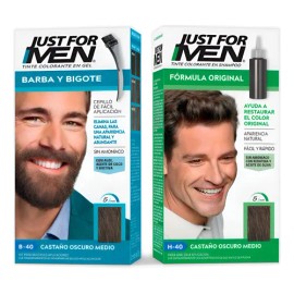 Kit Tinte Just For Men Castaño Osc Med Para Cabello Y Barba Castaño Oscuro Medio